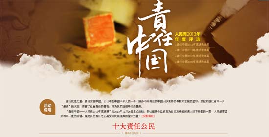 “責任中國——人民網(wǎng)2013年度評選”頒獎典禮成功舉辦